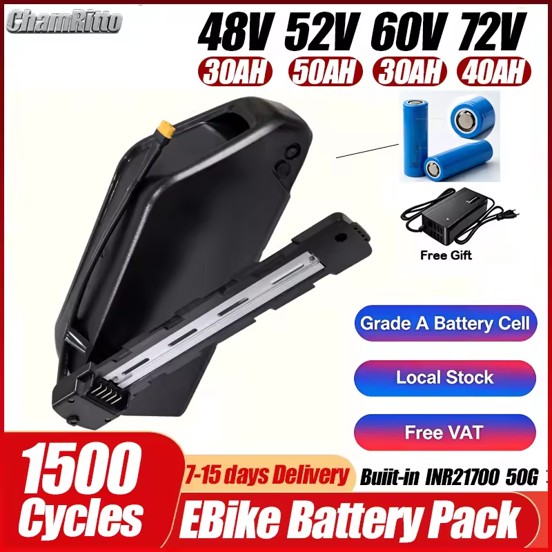 Batterie Cham 52v 48v 72v 50ah - Ebike Battery 48V 20Ah Hailong avis et prix